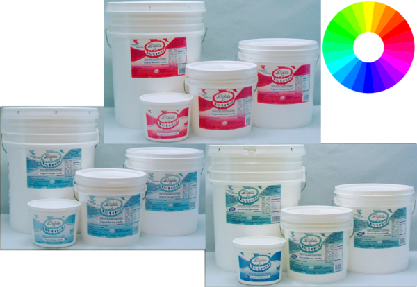 Pure white icing buckets with color wheel